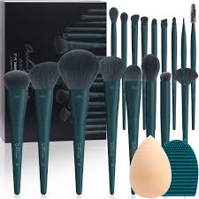 dark turquoise makeup brushes set