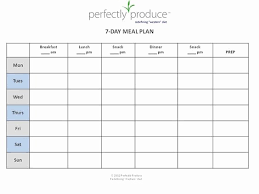 Meal Plan Template Free Lovely 7 Day Meal Planner Template