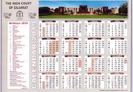 gujarat high court calendar 2019