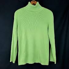 Orvis Womens Size Medium Green Ribbed Turtleneck Sweater Long Sleeve Stretch Ebay