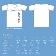 T Shirt Template Back And Front With Size Chart For Man And
