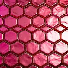 Hexagon Made Of Pink Glass Tiles
