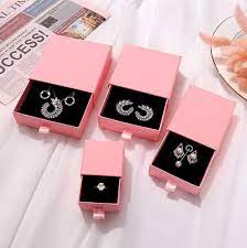 pink sliding paper jewelry box with 4