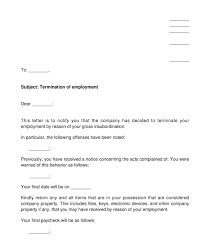 employment termination letter sle