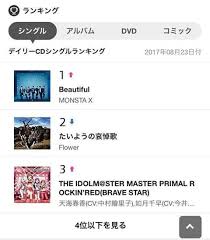 170824 Monsta X Beautiful Japanese Ver Rise 1 On Oricon