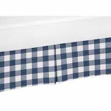 Navy Blue And White Crib Bed Skirt