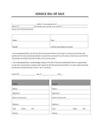 Vehicle Bill Of Sale Word Templates Free Ms Receipt Format