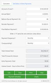 Balloon Loan Calculator Single Or Multiple Extra Payments