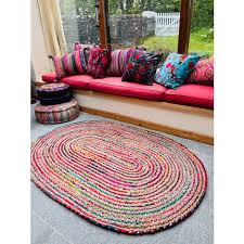 mishran oval rug braid hand woven with