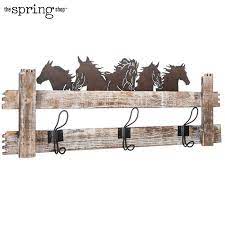 horses on fence wood wall decor with