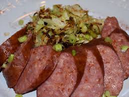 smoked venison sausage with caramelized