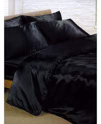 Black Satin Double Duvet Bedding Set