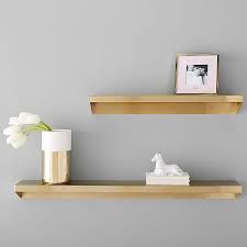 Floating Gold Metal Wall Shelves