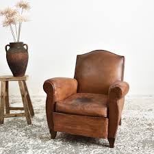 antique french leather club chair