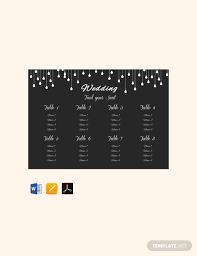 Free Wedding Table Seating Chart Template Pdf Word