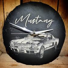 mustang gift slate clock engraved