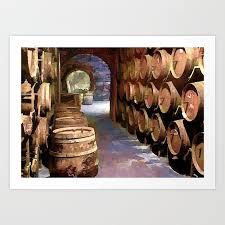 Wine Barrels In The Wine Cellar Art