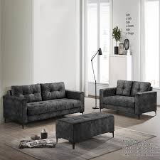 ava 2 3 stool sofa set dark grey