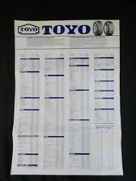 Details About 1983 Toyo Tires Inflation Chart European Japan Cars Man Cave 33 X 23 Inch