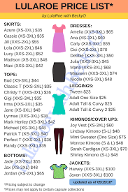 Lularoe Price List As Of May 2018 To Include Americana