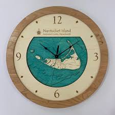 Custom Wooden Map Clock Massachusetts