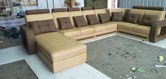 Browse wooden l shaped sofas at reasonable price at urban ladder. Golden Pinewood 6 Seater L Shape Sofa With Lounger Rs 75000 Set Id 20581872388