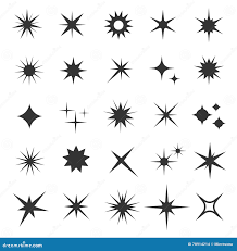 Shining Sparkling Stars Black Vector Symbols Stock Vector - Illustration of  collection, decoration: 78914214