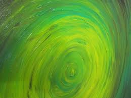 Green Abstract Painting Impasto