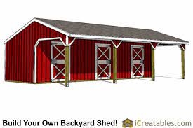 All stalls come standard with no floor. 3 Stall Horse Barn Plans With Lean To Icreatables Sheds