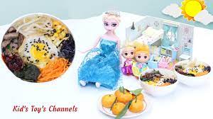 Trò chơi Búp Bê Elsa Nấu Ăn Món Cơm Trộn Mini / Elsa doll Makes Bibimbap  Mini - YouTube
