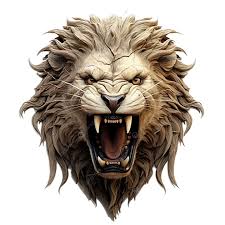 angry lion 3d white background 3d