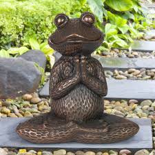 Meditating Yoga Frog Garden Statue In