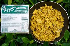 scrambled eggs with sausage flavored