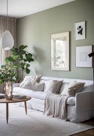 calm green living rooms in scandi style