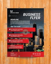Flat Business Flyer Design Template Vector With Black Red Color Uxoui