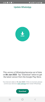 whatsapp not working and not update plz
