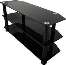 Tv Stand Black Glass Table Unit For
