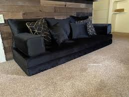 Velvet Black Floor Seating Sofa Living