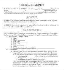 Motor Vehicle Sale Agreement Template Auto Sales Contract