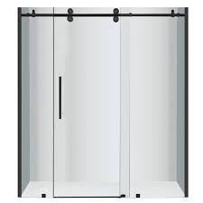 Turin Horizon 72 In X 75 In Alcove Sliding Shower Door With Matte Black Hardware Tu Sd 978 72 B