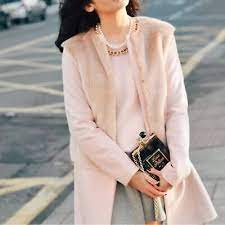 Zara Blush Pink Faux Fur Wool Coat