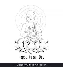 sitting buddha happy vesak day design