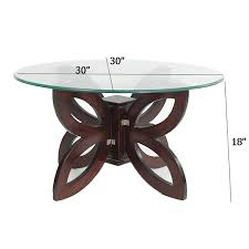 Wooden Center Table With Glass Round