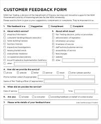 Customer Feedback Forms Sample Survey Form Template Free