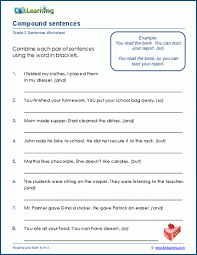 compound sentences worksheets k5 learning
