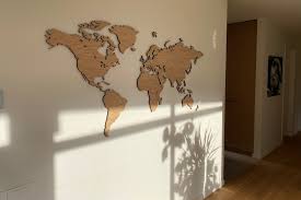 Wooden World Map Natural Oak I Map It