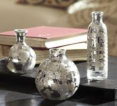 Etched Mini Mercury Glass Vases Set Of