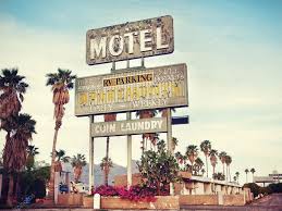 old motel sign near route 66 usa stock