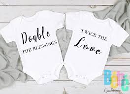Double the Blessings Twice the Love Twin Onesies - Etsy
