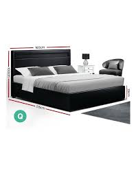artiss led bed frame queen size gas